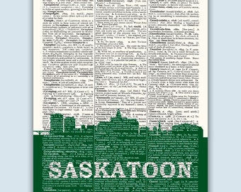 Saskatoon Skyline, Saskatoon Poster, Saskatoon Decor, Saskatoon Print, Saskatoon Wall Art, Saskatoon Gift, Saskatoon Canada