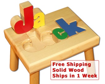 Child's Name Puzzle Stool + FREE Shipping (Item 101-2)