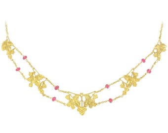 Drapery necklace antique gold spinel