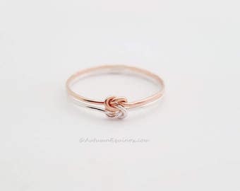 Double Love Knot Ring Sterling Silver Rose Gold Filled