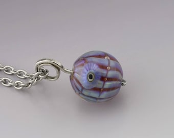 Handmade Jewelry Glass Pendant Sterling Silver Necklace Blue Luster Pendant Lampwork Bead Handmade Glass Heather Behrendt SRA 5161