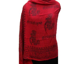 Prayer scarf/ Om scarf/ krishna scarf/ cotton scarf/ alphabet scarf/ meditation scarf/ yoga scarf/ gift scarf / gift ideas.