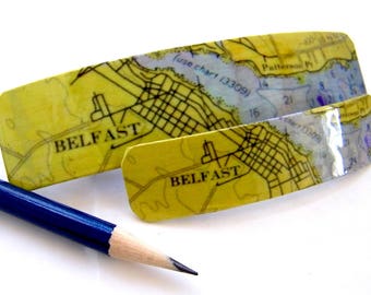 Belfast Maine French Barrette - Mother Daughter gift - Mainemade - with Resin Coat - Passagassawakeag - Patterson Point