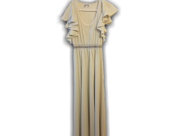 Vintage 1970s Trolley Car Dress - Trolley Car Pinup Gray Dress Maxi Dresses - Vintage Sleeveless Dress