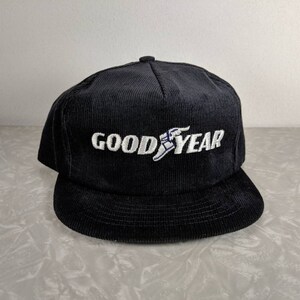 Vintage Black Corduroy "Goodyear" Cap - Goodyear Tires - Automotive Cap - Snap Back Cap