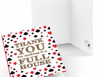 Las Vegas - Casino Party Thank You Cards - Poker Night Party Supplies - Prom Party Thank You Cards - Holiday Party Theme - Set of 8 Card
