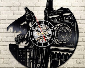 Batman Wall Clock Vintage Room Decore Batman Vinyl Record Clock DC Comics Art Batman Birthday Gift For Boy DC Wall Clock Large