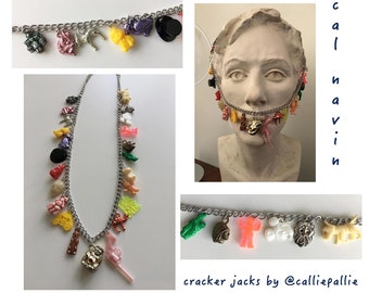 Cracker Jack Necklace Vintage Collectable Charms 1920's - 1950's Fashion Accessory