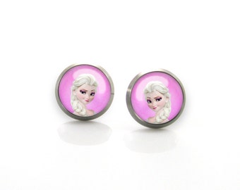 Titanium Earrings Frozen Elsa Posts | Hypoallergenic Sensitive Earring Stud | Girls earrings | Children Titanium earrings for sensitive ears
