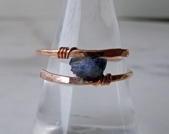 Raw Sapphire ring, solitaire Sapphire, blue Sapphire ring, September birthstone, boho chic ring, modern boho ring, raw ring, modern bohemian