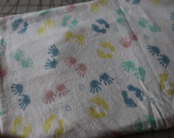 1 Vintage Baby Bare Feet Flannel Fabric Layette Fabric Soft Flannel Blanket Fabric 1