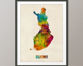 Finland Watercolor Map (Suomi), Art Print (999)