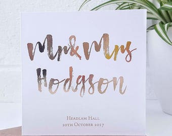 Mr & Mrs Personalised Wedding Card | Gold foiled card | Mr and Mr | Mrs and Mrs | lgbt