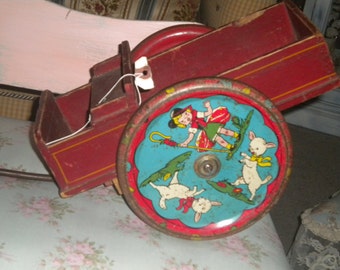 Awesome RARE 1930's Antique Wooden Wagon, Vintage Toy, Collectible