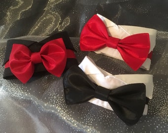 Pet Tuxedo collar Black bow tie and shirt collar- wedding dog or cat formal appael
