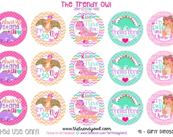 Girly Dinosaur Bottle Cap Images - "Rawr Means I Love You In Dinosaur" - INSTANT DOWNLOAD - 1" Bottle Cap Images 4x6 - 91