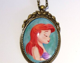 Ariel cameo pendant cabochon necklace