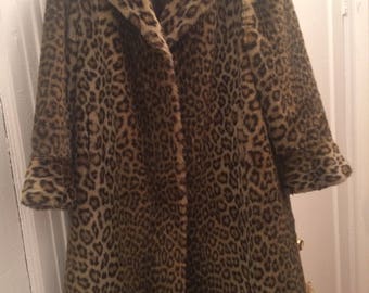 Faux Fur Leopard Print Coat (calf-length)