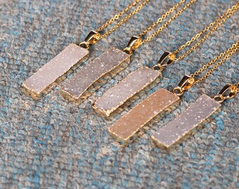 SALE Druzy Bar Necklace Handmade Agate Drusy Geode Necklace wedding party birthday jewelry DJ-052