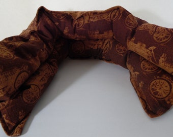 Brown Antique Car Hot/Cold Pack, Flax Seed Unscented Neck Wrap, Antique Car Cotton Hot Pack, Car Buff Hot/Cold Pack
