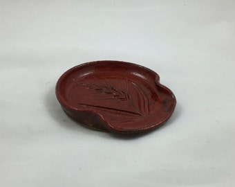 Wheat Spoon Rest Cinnamon Red Handmade Pottery by Daisy Friesen