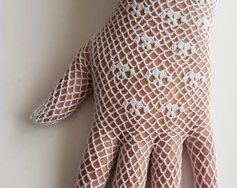 1940's Style Crochet Gloves in White, vintage gloves, WW2, reenactment, Home Front, stage, theater