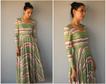 Vintage 1960s Maxi Dress • 60s Dress • 1960s Dress • 60s Maxi Dress • 1970s Maxi Dress • 70s Party Dress - (small)