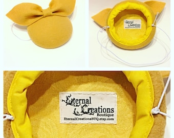 Yellow wool felt button hat