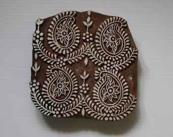 Paisley Wood Block Stamp - Hand Carved Wooden Stamp - India