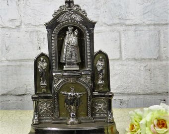 Our Lady of Montaigu Vintage Virgin Mary Madonna with Child Spelter Chapel