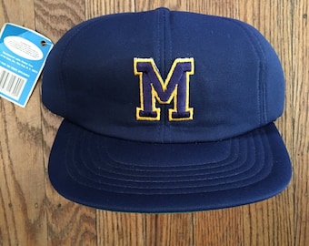 Vintage 90s Deadstock Michigan Wolverines NCAA Snapback Hat Baseball Cap