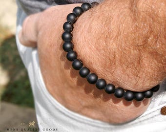 Classic Bracelet Black Onyx Bracelet Mens Bracelet Beaded Bracelet Stretch Bracelet Bracelet For Men Black Bracelet Black Bead Bracelet Mens