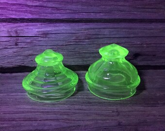 Green Uranium Glass Coffee Pot Percolator Top