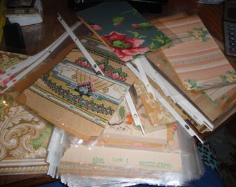 SALE ! Lot of 160 Antique 1910s - 1920s Wallpaper samples - estate - antique - crafts - scrapbooking - floral - kitchen - vintage