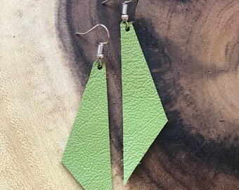 Perfect Angle Leather Earrings {Moss Green}