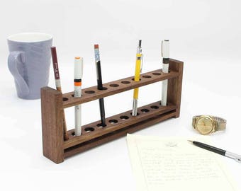 Customizable Fountain Pen Holder, Fountain Pen Display, Pencil Holder, Wooden Desk Organizer, Wood Office Organizer