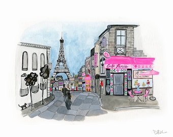 Love Walk in Paris, Paris Art Print, In love in Paris, Eiffel Tower wall art