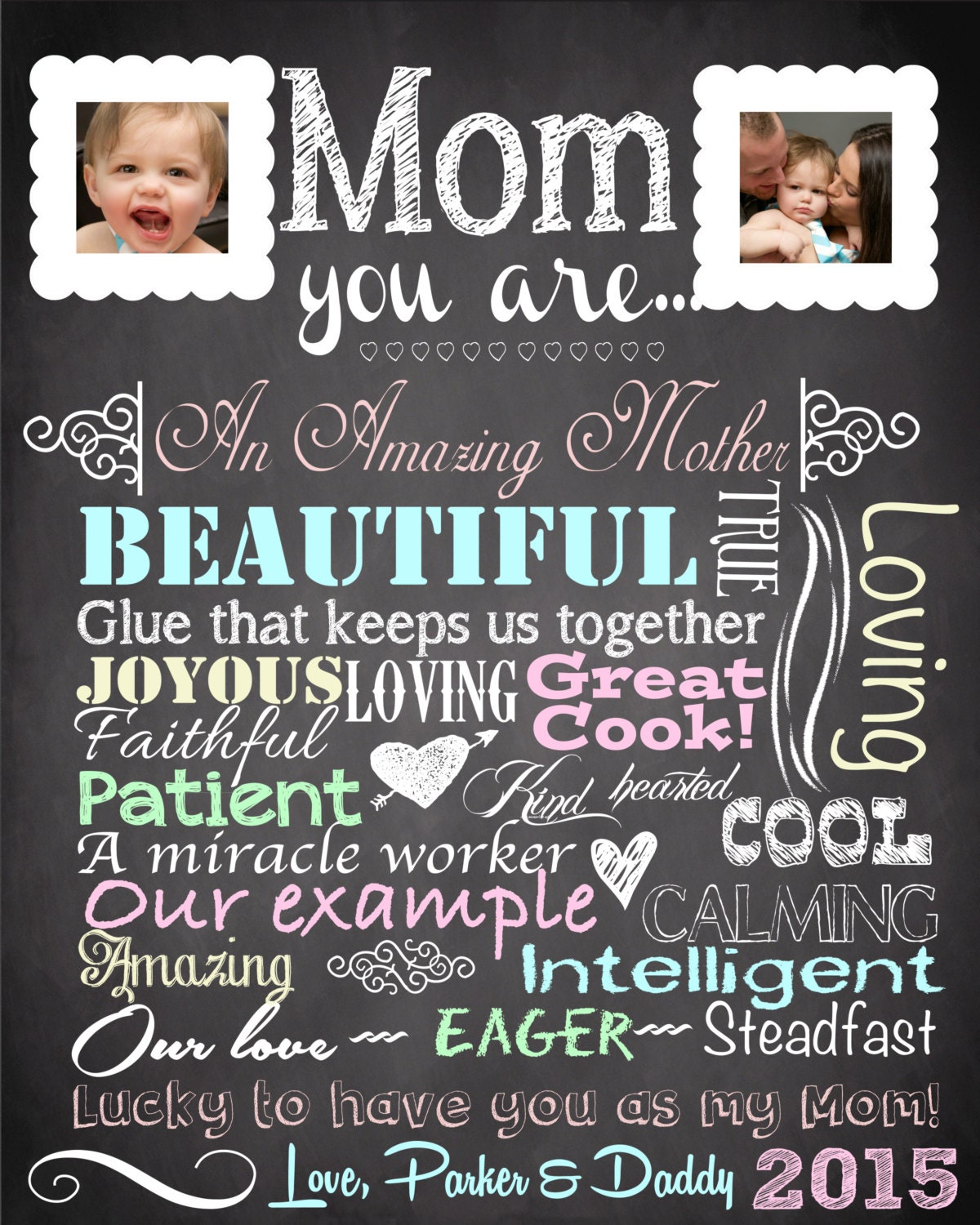 Mothers Day Chalkboard Completley Custom for you Special