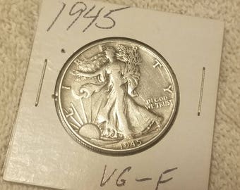 1945 Walking Liberty 50 cent piece Half Dollar very good to fine condition