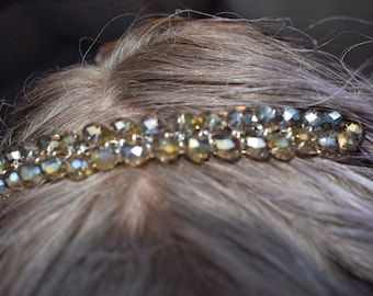 Sparkly bronze headband wedding prom