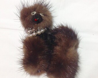 Adorable Vintage 50's Fur Dog Pin