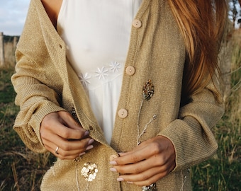 Vintage Gold Embroidered Cardigan