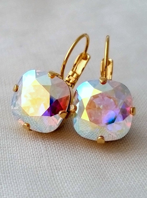 Aurora borealis crystal drop earrings Swarovski earrings