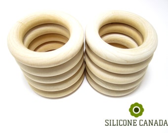 Natural Maple Wood Teething Ring (2"/2.7") (50mm/68mm) for Teething Necklace. Wooden Teether. Wood Teething Toy. UNTREATED.