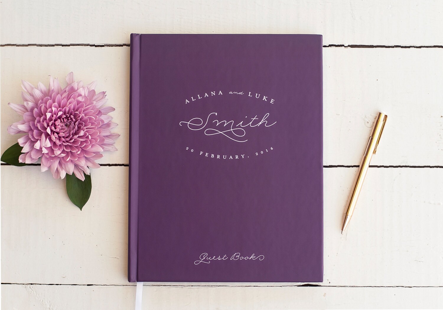 Wedding Guest Book Purple Wedding Guestbook Custom Guest Book