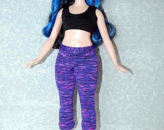 Curvy Barbie Purple stripe exercise yoga pants A4B197 fashionista fashion doll clothes READY TO SHIP rts