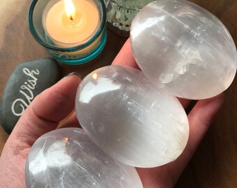 Palm Stones Selenite Palm Stone Selenite Palmstone Selenite Palm Stone Crystal Palm Stone Polished Selenite Gypsum Selenite Crystal
