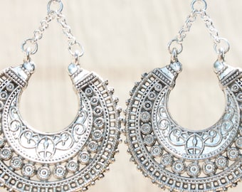 Dark Silver Boho Earrings Bohemian Earrings Boho Jewelry Chic Gypsy Ethnic Silver Earrings Bohemian Jewelry Gift for women Gift For Her
