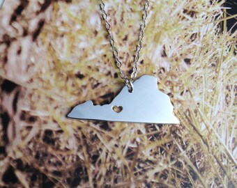 Long Necklace with Heart Cali nia State Charm Necklace CA State Shaped Necklace 30pcs-N189