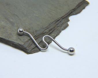 Industrial Barbell - Beaded Industrial Piercing - Custom Wave - 14G Ear Jewelry - 1 1/4" or 1 1/2" Looped Scaffold Piercing - Made to Order